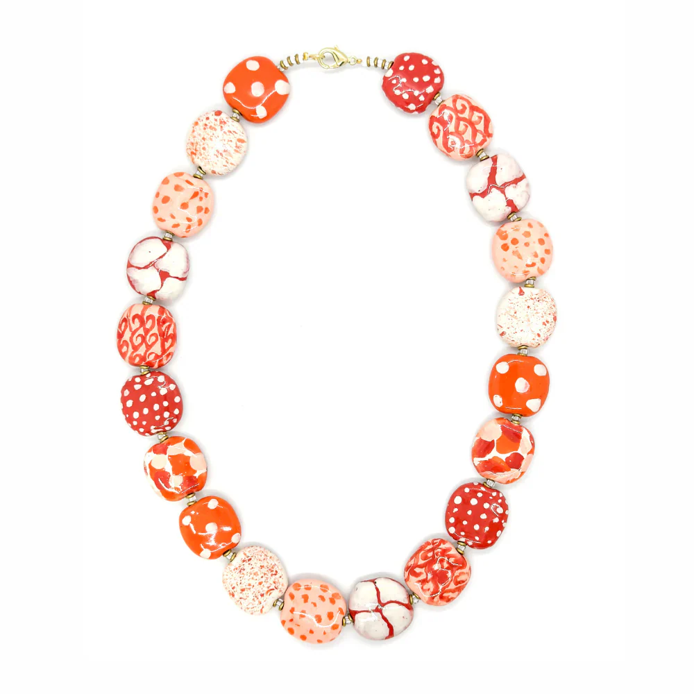 Kazuri Orange Blossom Necklace 22"